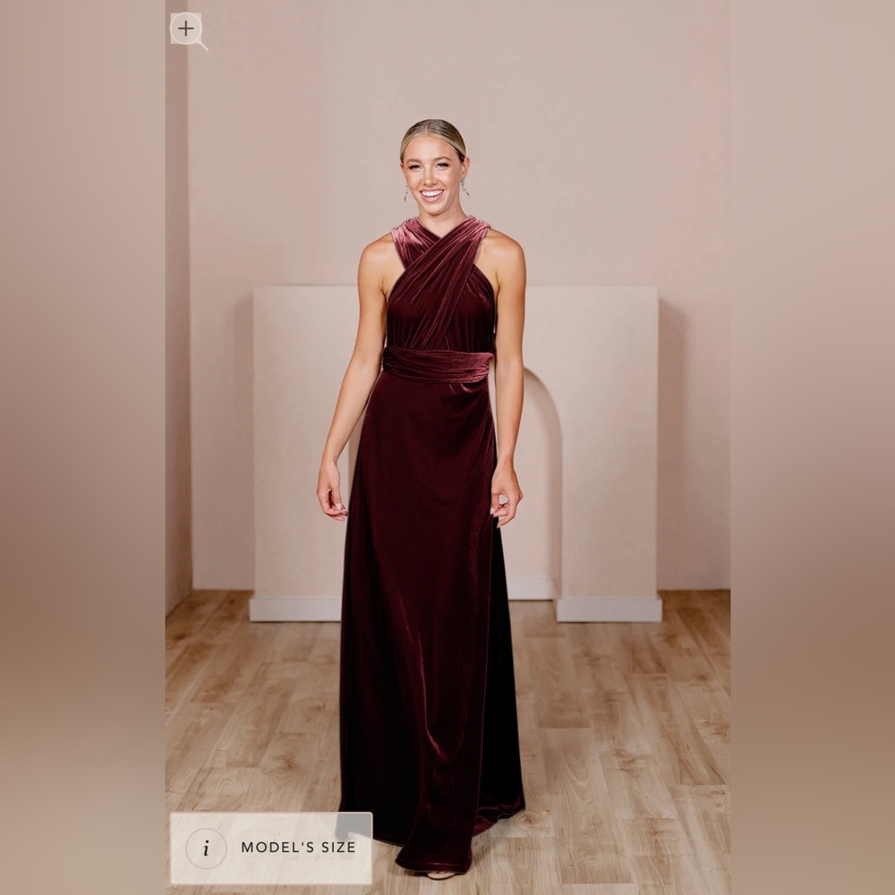 Revelry Burgundy Micah Convertible Dress - Size L (Tall Maxi Length)